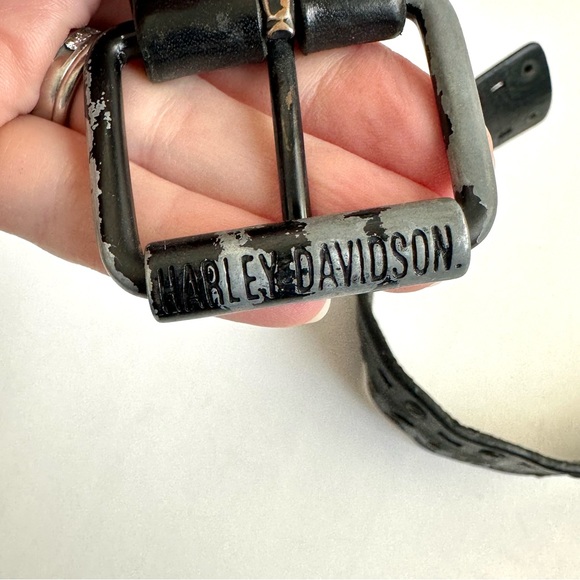 Harley-Davidson Skull Black Belt with Grommets 34 - Picture 9 of 13
